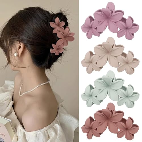 Große Blume Haar Kralle Clips Nonslip Blume Kralle Clips starken Halt Hawaii Kralle Clip für mittlere dicke Haare Frauen und Mädchen Hawaii Haar Accessoire (Hairclaw3Eggflower3) von AIZIYIN