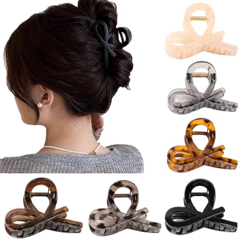 Haar-Krallen-Clips Schwarze Haarspangen Große Acryl nicht rutschen Haar-Krallen-Clip Französisch Matte Haarspangen Haar-Accessoires für Mädchen und Frauen (HairclawBow) von AIZIYIN