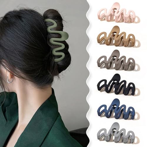 Haar-Krallen-Clips Schwarze Haarspangen Große Acryl nicht rutschen Haar-Krallen-Clip Französisch Matte Haarspangen Haar-Accessoires für Mädchen und Frauen (HairclawW) von AIZIYIN