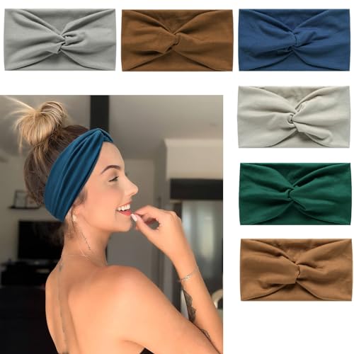 Kopftücher für Frauen Breite Stirnbänder Boho Mode geknotet Haarbänder für Erwachsene Frauen Mode Bandanas Yoga Sport Haarschmuck (6NColorGreen) von AIZIYIN