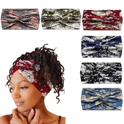 Kopftücher für Frauen Breite Stirnbänder Boho Mode geknotet Haarbänder für Erwachsene Frauen Mode Bandanas Yoga Sport Haarschmuck (6Nyuejihua) von AIZIYIN