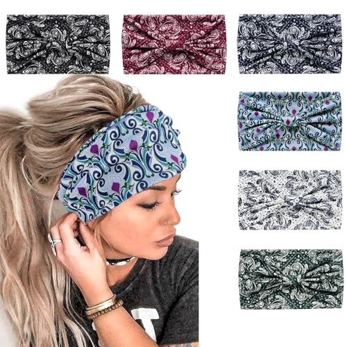 Kopftücher für Frauen Breite Stirnbänder Boho Mode geknotet Haarbänder für Erwachsene Frauen Mode Bandanas Yoga Sport Haarschmuck (6WBohoGreen) von AIZIYIN