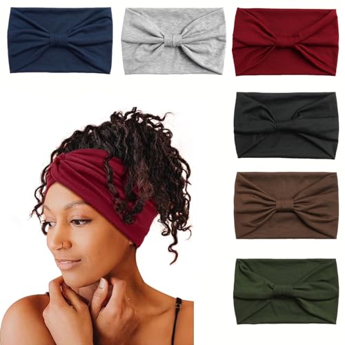 Kopftücher für Frauen Breite Stirnbänder Boho Mode geknotet Haarbänder für Erwachsene Frauen Mode Bandanas Yoga Sport Haarschmuck (6WColorCoffe) von AIZIYIN