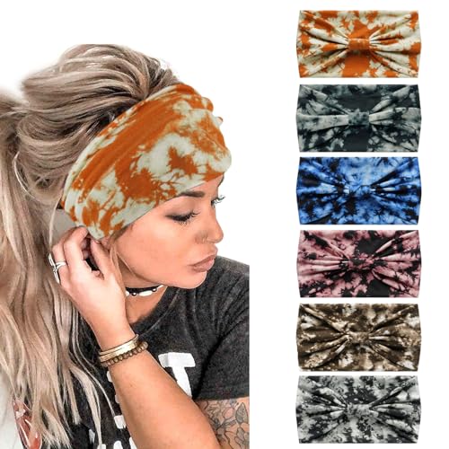 Kopftücher für Frauen Breite Stirnbänder Boho Mode geknotet Haarbänder für Erwachsene Frauen Mode Bandanas Yoga Sport Haarschmuck (6WDryColor3) von AIZIYIN