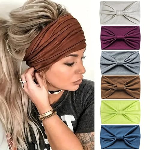 Kopftücher für Frauen Breite Stirnbänder Boho Mode geknotet Haarbänder für Erwachsene Frauen Mode Bandanas Yoga Sport Haarschmuck (6WLightGreen) von AIZIYIN