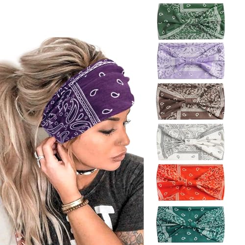 Kopftücher für Frauen Breite Stirnbänder Boho Mode geknotet Haarbänder für Erwachsene Frauen Mode Bandanas Yoga Sport Haarschmuck (6Wbianxingchong2) von AIZIYIN