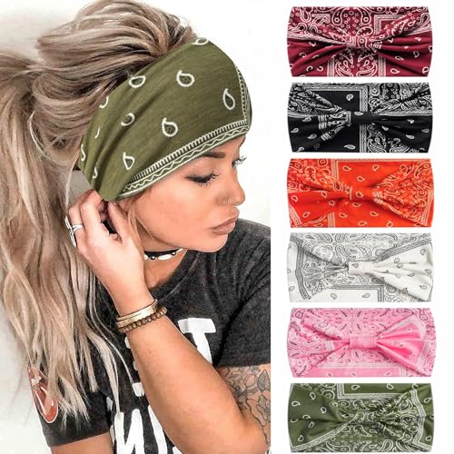 Kopftücher für Frauen Breite Stirnbänder Boho Mode geknotet Haarbänder für Erwachsene Frauen Mode Bandanas Yoga Sport Haarschmuck (6Wbianxingchong3) von AIZIYIN