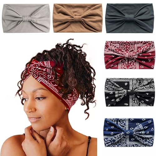 Kopftücher für Frauen Breite Stirnbänder Boho Mode geknotet Haarbänder für Erwachsene Frauen Mode Bandanas Yoga Sport Haarschmuck (6WcaseChunse) von AIZIYIN