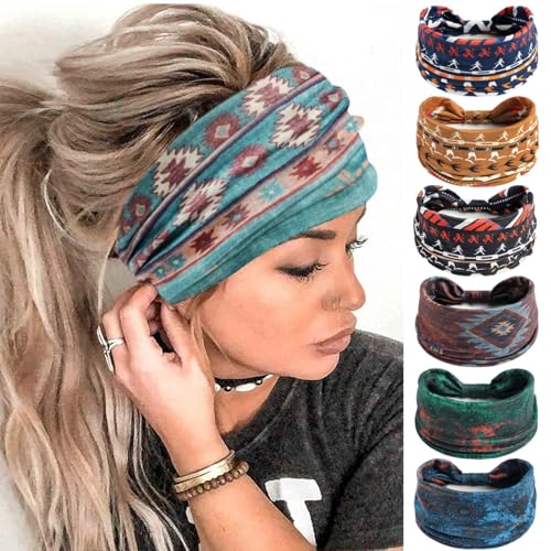 Mode-Stirnbänder für Frauen Haare Kopftücher Haarband Turban Blume Baumwolle Stirnbänder Breite Yoga Sport Stirnband Head Wrap (P6WBoHuma) von AIZIYIN