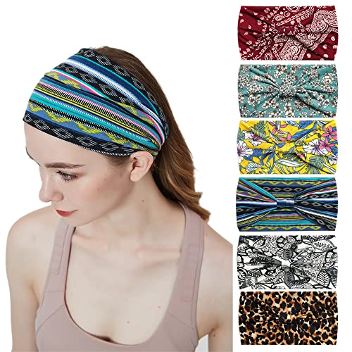 Mode-Stirnbänder für Frauen Haare Kopftücher Haarband Turban Blume Baumwolle Stirnbänder Breite Yoga Sport Stirnband Head Wrap (P6Yellow) von AIZIYIN