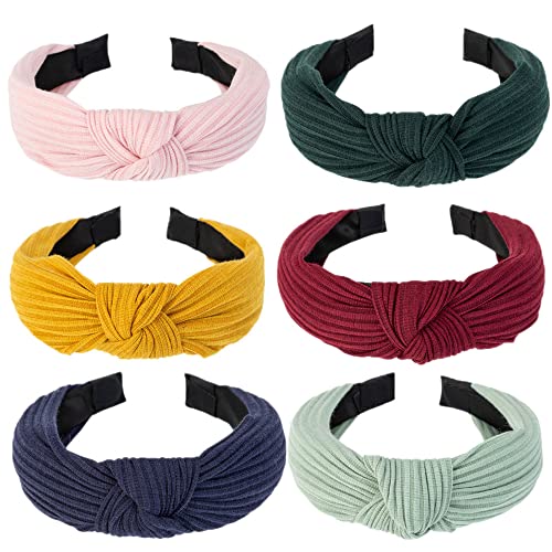 Stirnbänder für Damen mit Blumen bedrucktes Stoff-Haarband, elastischer Knoten-Stirnband, Haarschmuck für Frauen und Mädchen (6plainColor2) von AIZIYIN