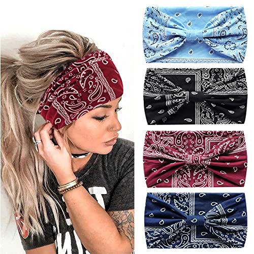 Stirnband Damen Breites Elastisches Boho Stirnband Leopardenprint Haarschmuck Yoga Sport Haarstirnband Mehrfarbig Stirnband Damen (P4Cash6) von AIZIYIN