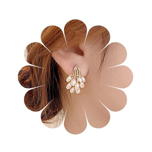 Vintage Perle Dangle Ohrringe Lange Quaste Ohrringe Perle Tropfen Ohrringe Hochzeit Strass Ohrringe Braut Kronleuchter Ohrringe für Frauen und Mädchen (PearlDrop2) von AIZIYIN