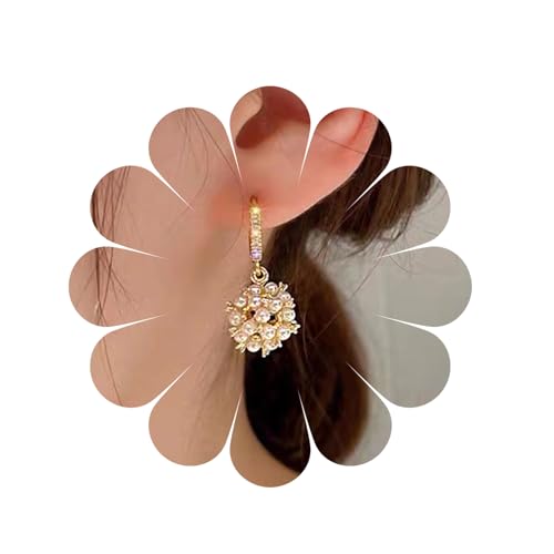 Vintage Perle Dangle Ohrringe Lange Quaste Ohrringe Perle Tropfen Ohrringe Hochzeit Strass Ohrringe Braut Kronleuchter Ohrringe für Frauen und Mädchen (PearlFlower) von AIZIYIN