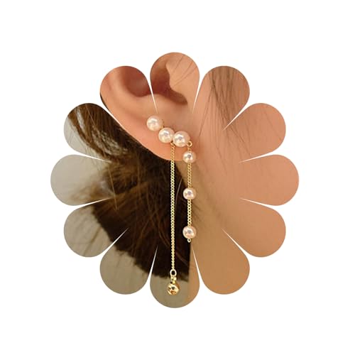 Vintage Perle Dangle Ohrringe Lange Quaste Ohrringe Perle Tropfen Ohrringe Hochzeit Strass Ohrringe Braut Kronleuchter Ohrringe für Frauen und Mädchen (PearlLine) von AIZIYIN