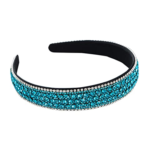 Vintage Strass Kristall Stirnbänder Sparkle Diamant Stirnband Alice Band Samt Gepolsterte Breite Haarbänder Party Hochzeit Stirnband Haarzubehör für Frauen (1CryBlueColor) von AIZIYIN