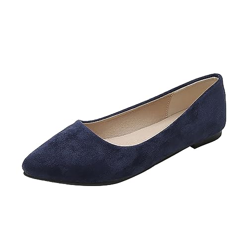 AIchenYW Ballerinas Damen Elegant Runde Bequem Schuhe Weiche Wanderschuhe Flache Loafer mit Gummisohle Slip On Ballettschuhe Damenschuhe Hochzeits Loafers (Blue, 39) von AIchenYW