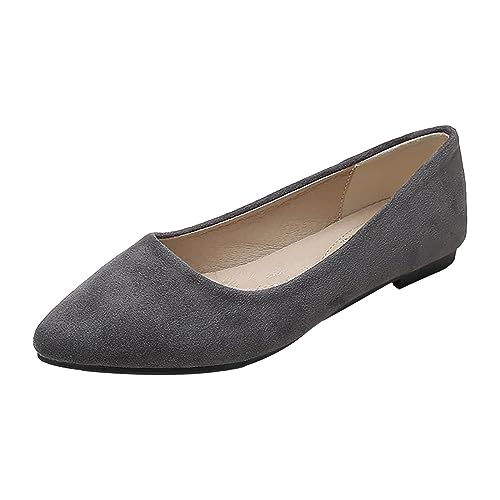 AIchenYW Ballerinas Damen Elegant Runde Bequem Schuhe Weiche Wanderschuhe Flache Loafer mit Gummisohle Slip On Ballettschuhe Damenschuhe Hochzeits Loafers (Grey, 39) von AIchenYW