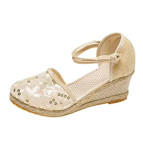 AIchenYW Damen Espadrille Plattform Sandalen mit Keilabsatz Keile Strand Open Toe Atmungsaktive Sandalen Schuhe Sandalen Damen Pantoletten Keilabsatz Strand von AIchenYW