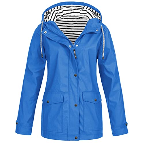 AIchenYW Damen Lockerer Outdoor Stanzjacke Wandern Treking Outdoorjacke Bequemlichkeit Basic Mäntel Entspannt Softshelljacke lässig Kapuzen Outdoorjacke Kapuze modern Sweatshirt (Blue, XXXXXL) von AIchenYW