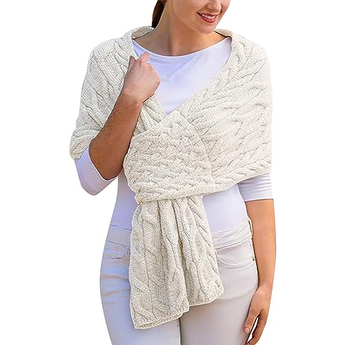 AIchenYW Damen weichem Schal Super Deckenschal Weicher Schal Temperament Schals Mode scarf Print Scarf Fleeceschal Tücher Baumwolle Schal Warm Halstücher Temperament Stola Tuch (White, A) von AIchenYW