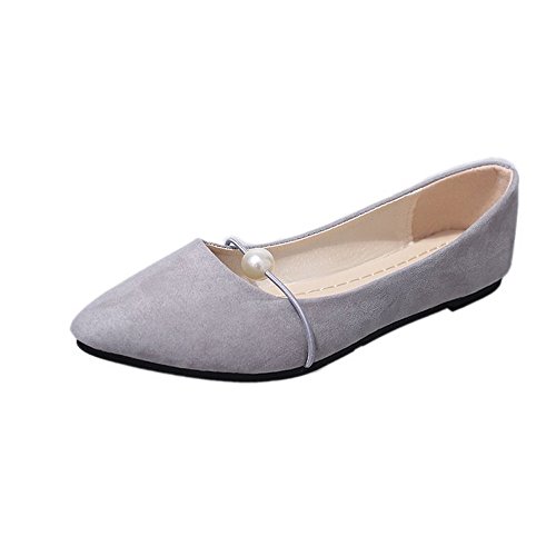 AIchenYW Flache Schuhe FüR Frauen Mit Spitzer Zehe Stilvoll Und Gutaussehend Flacher Cool Angenehm Loafers LäSsig Trendig Schlupfschuhe Unverzichtbare FüR SchöNe Frauen (Grey, 37) von AIchenYW