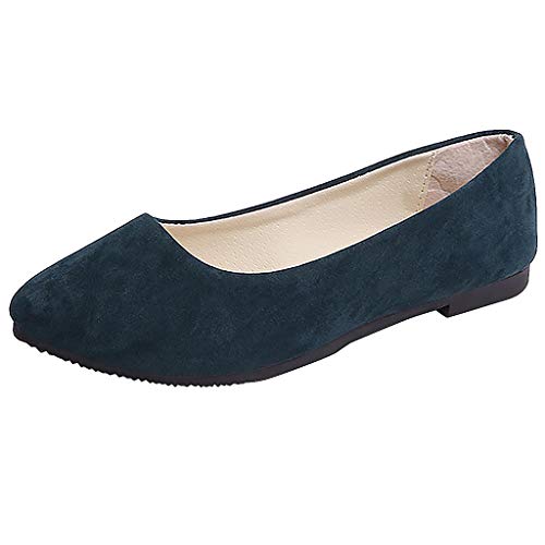 AIchenYW Flache Schuhe für Frauen in -Farbe Weicher Sohle Flacher Schlicht Komfortabel Loafers Chic Unkompliziert Ballerinas Flache Damen die zu jedem Outfit passen (Green, 35) von AIchenYW