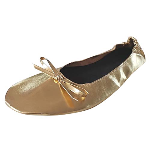 AIchenYW Flache Schuhe für Frauen in -Farben rutschfeste Flacher LäSsig Loafers Chic Unkompliziert Ballerinas Damen FüR Innen Und AußEn (Gold, L) von AIchenYW