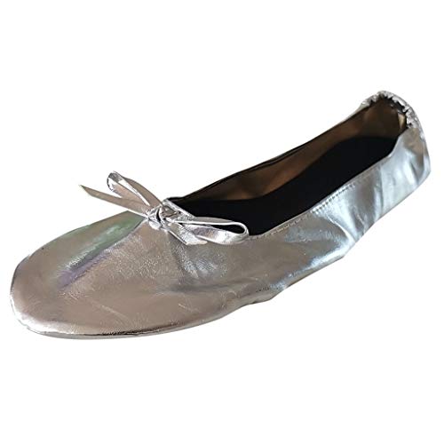 AIchenYW Flache Schuhe für Frauen in -Farben rutschfeste Flacher LäSsig Loafers Chic Unkompliziert Ballerinas Damen FüR Innen Und AußEn (Silver, XL) von AIchenYW