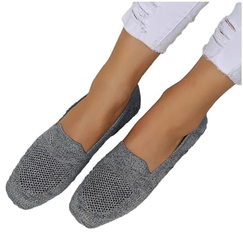 AIchenYW Flache Schuhe für Frauen in -Farben rutschfeste Flacher LäSsig Loafers Chic Unkompliziert Ballerinas Flache Damen für Jede Gelegenheit (Grey, 37) von AIchenYW