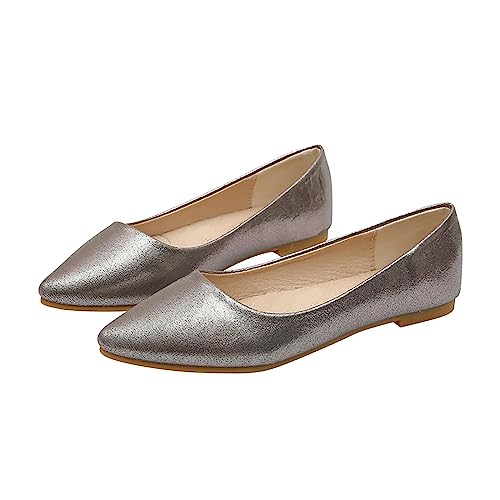 AIchenYW Flache Schuhe mit spitzer Zehe für Frauen Stilvoll Und Gutaussehend Flacher Edel Verspielt Loafers Bequem Stilvoll Schlupfschuhe Flache Damen für Jede Gelegenheit (Grey, 38) von AIchenYW