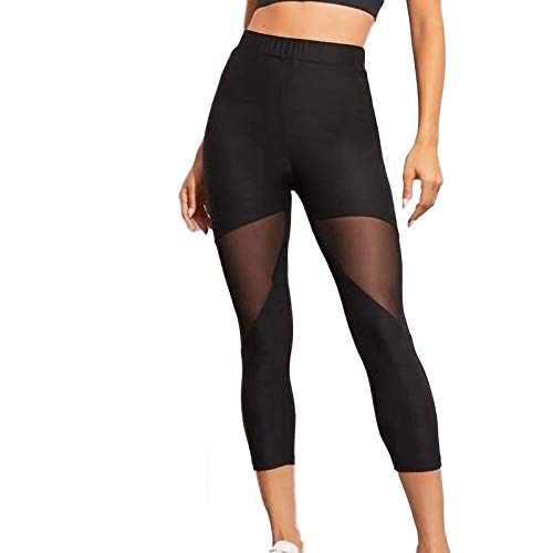 AIchenYW Frauen 3/4 Kurze Leggings Mesh-Hose Sportliche Mode Yoga Stretch-Hose Sexy und glamouröse Laufhosen Fitness Workout Yoga Tights Hose Hohe Taille Sportleggins von AIchenYW