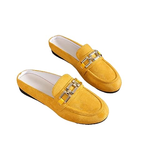 Damen Ballerinas Pumps Bequeme Schuhe Classic Atmungsaktiver weicher Boden weiblich Mutterschuhe Slip on Flache Arbeitsschuhe Ballerina Geschlossene (Yellow, 41) von AIchenYW