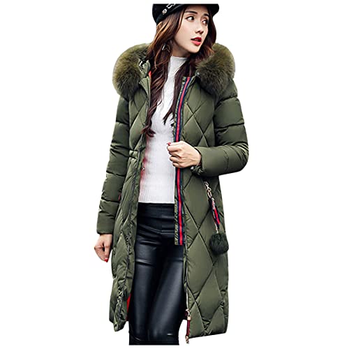 Damen Baumwollejacken Kapuze Mäntel warm Wintermantel mit Taschen Freizeit Wintermantel Jacke Dicke Winter jacke Coat mode Langarmshirt Damenjacke komfortabel Baumwollejacken (Army Green, XXXXXL) von AIchenYW