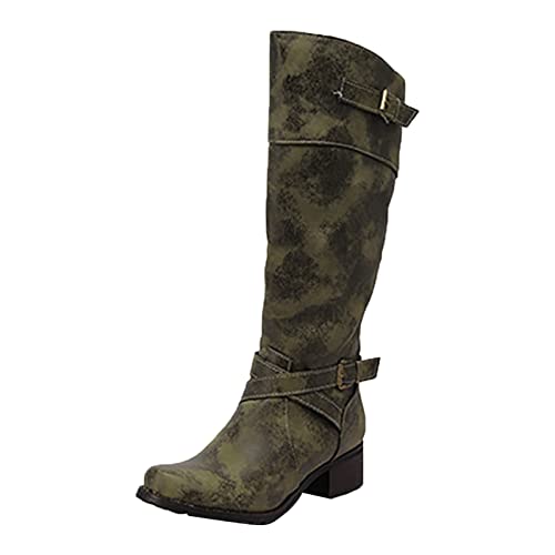 Damen Langschaftstiefel Hohe Stiefel Warm Gefüttert Winterschuhe wasserdichtem Winterschuhe Damen Stiefel Warm Ankle Boot Komfort Beiläufige Stiefel Flach Rutschfeste Schuhe (Green, 39) von AIchenYW