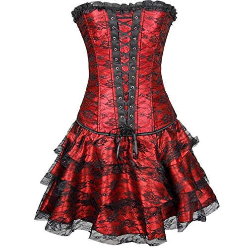 Damen Midi Halloween Dirndl Kleid Bierfest Mädchen Kostüm Trachtenkleid Halloween kostüm Cosplay Kleider Oktoberfest Bavarian Karneval Damen Bier Festival Wench Kostüm von AIchenYW