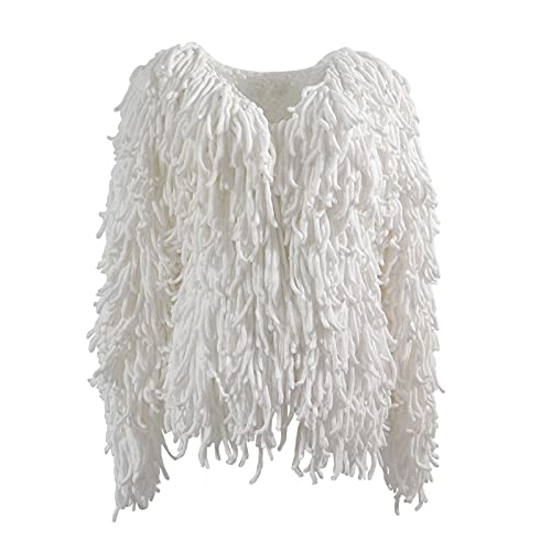 AIchenYW Damen Wolle Fransen Pullover Jacke Personalisierte gestrickt Hollow Out Top Streifen Pullover Langarm Tops Langarmshirt mode Pulli Strickpullover Loose Sweater von AIchenYW