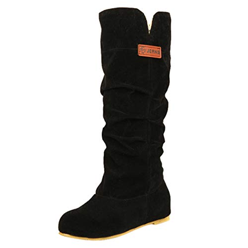 Damenstiefel Warm Langschaftstiefel Winter Boots Schneestiefel Leicht Gefüttert Stiefel Damen Stiefel Warm Ankle Boot Damen Hohe Stiefel Winter Schuhe Flach Rutschfeste Schuhe (Black, 35) von AIchenYW