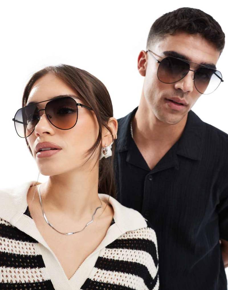 AJ Morgan - Aces Up - Piloten-Sonnenbrille in Schwarz mit Farbverlauf-Gläsern von AJ Morgan