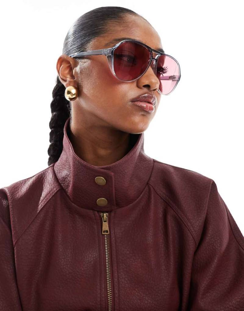 AJ Morgan - Pilotensonnenbrille in Grau mit rosa Gläsern von AJ Morgan