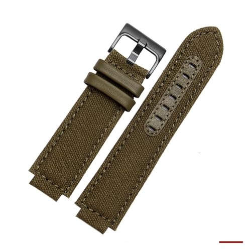 AJASMKLX 24 * 16 MM Passend for TIMEX Tide Canvas Convex Strap Männliches Kompassarmband T2N721 T2N720 TW2T76500 TW2T76300 Serie Nylonarmband(F08-Green-B) von AJASMKLX