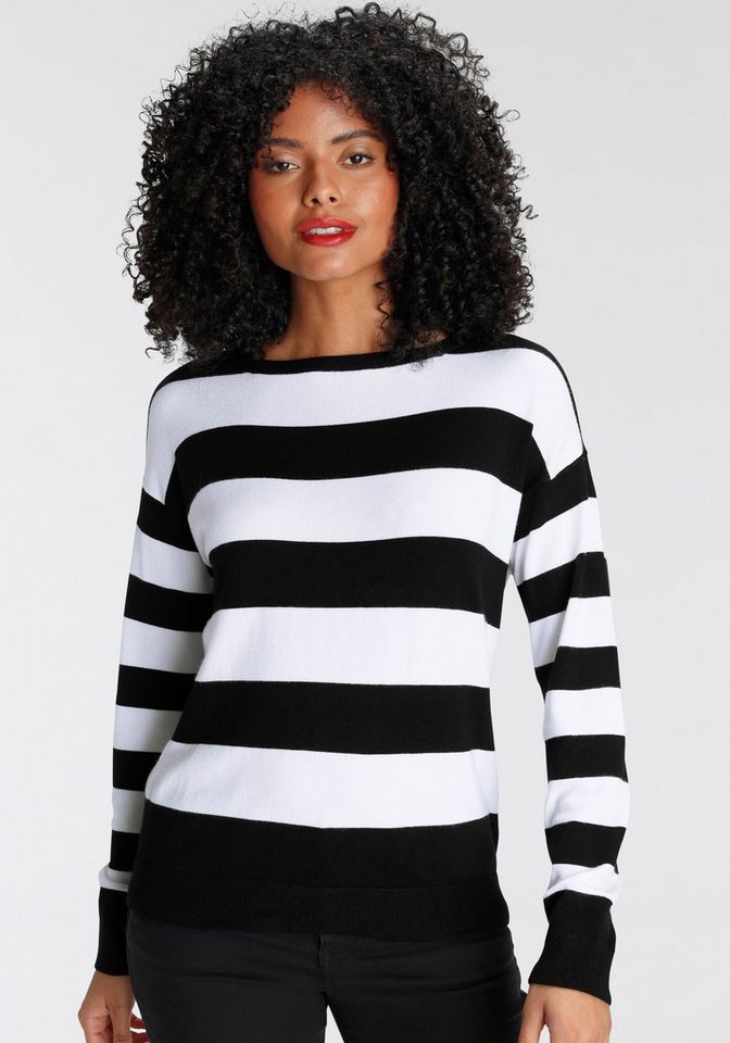 AJC Streifenpullover im Colourblocking mit U-Boot-Ausschnitt von AJC