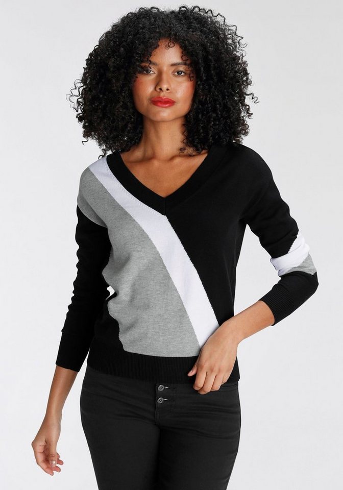 AJC Streifenpullover mit trendigem Diagonal-Colourblocking AJC Streifenpullover mit trendigem Diagonal-Colourblocking von AJC