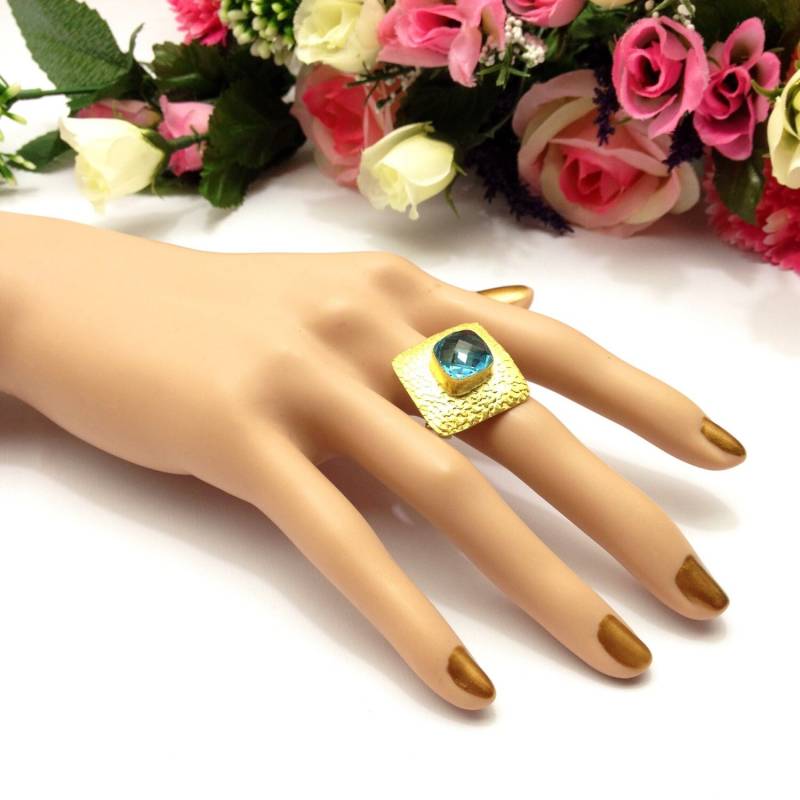 Schöne Verstellbare Ring Aus Vergoldetem Messing Modeschmuck von AJFashionsStore