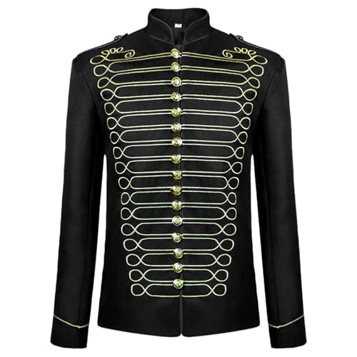 AJGEGJE Herren Gothic Steampunk Vintage Tailcoat, Retro Prinz Jacke, Mittelalter Viktorianischen Jacke Für Halloween Cosplay Karneval Fasching (XXL) von AJGEGJE