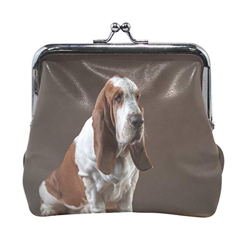 AJINGA Dogs Sad Breed Basset Hound Münzgeldbörse Kürbis Leder Münzbörse Schnappverschluss Clutch Bag, Multi1, Einheitsgröße von AJINGA