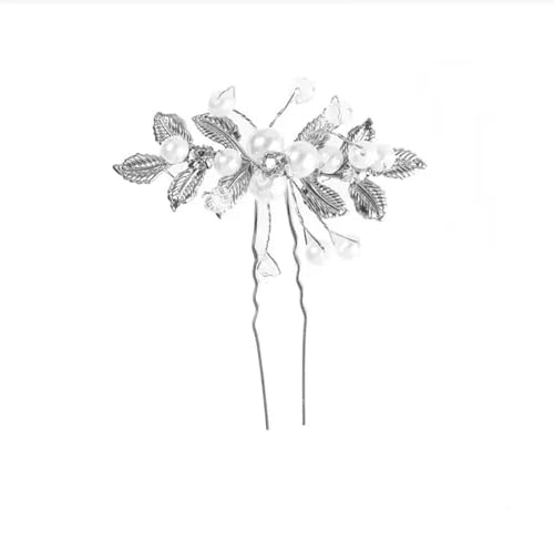 AJOHBM Weiße rosa Kristallkeramik Blume Blatt Haarspangen Antiker Stil Hanfu Zubehör Kleine Haarnadel Braut Hochzeit von AJOHBM