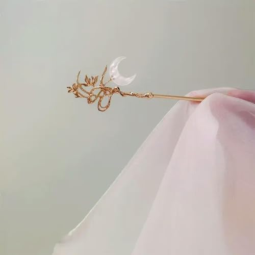 Love Between Fairy and Devil Hanfu Moon Tassel Hair Sticks Black Ancient Style Exquisite Headdress Accessories von AJOHBM