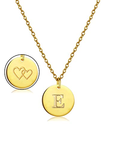 AJRUIER Anfangs Buchstabe-Halsketten, Frauen Gold zierliche Scheibe, Edelstahl Alphabet Herz kleinster kleinster Schmuck Eeinfaches Geschenk,Gold E necklace von AJRUIER