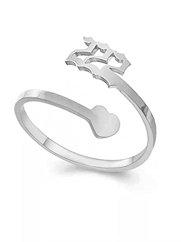 AJRUIER Angel Number Ring for Women Number 222 Necklace Silver Number Ring Chain Numerology Jewelry Gift,222 Ring von AJRUIER